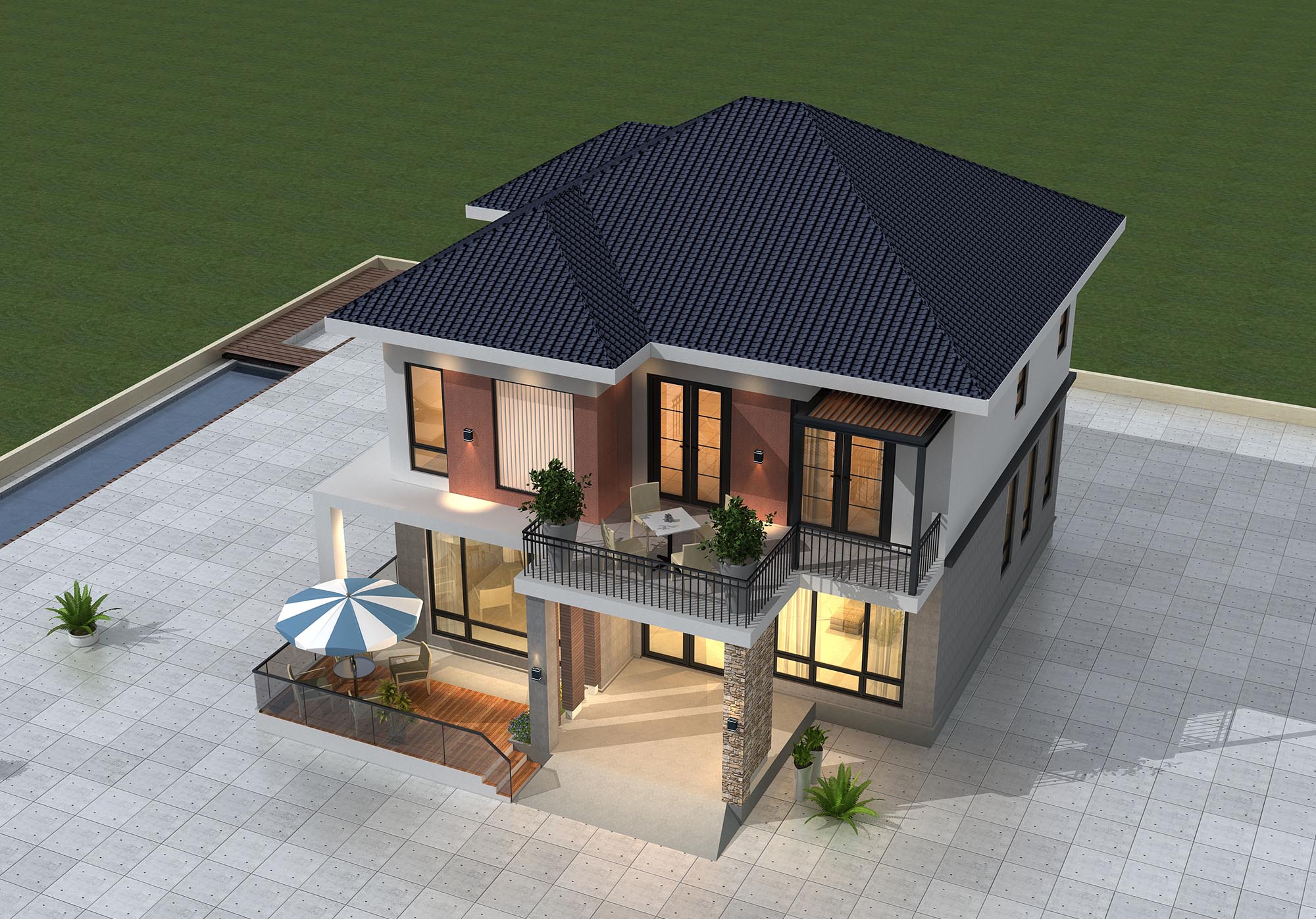 B581[现代别墅]新农村简单二层宅基地自建房设计图纸