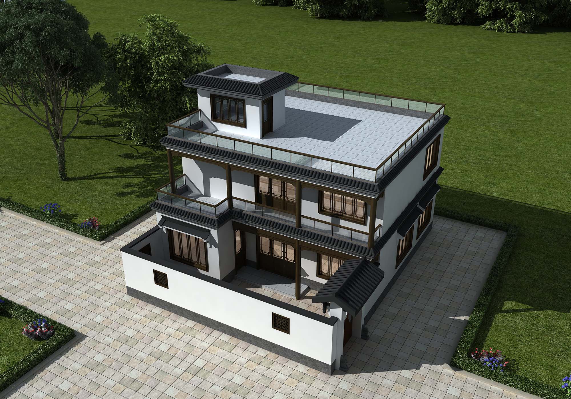 B693平顶中式农村自建房设计图纸，2022年最新田园别墅