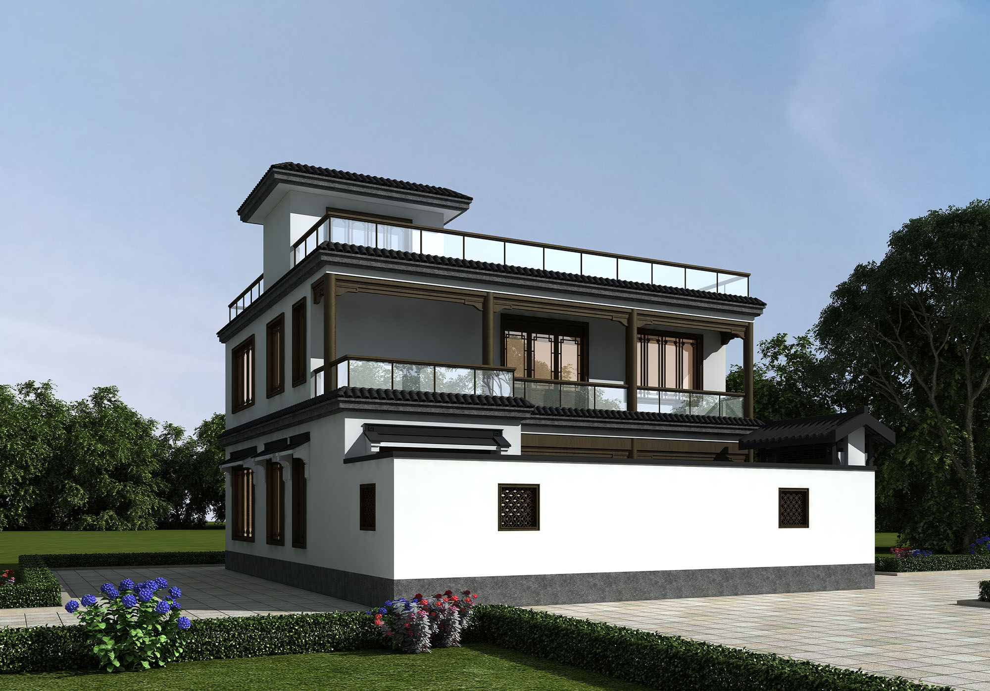 B693平顶中式农村自建房设计图纸，2022年最新田园别墅