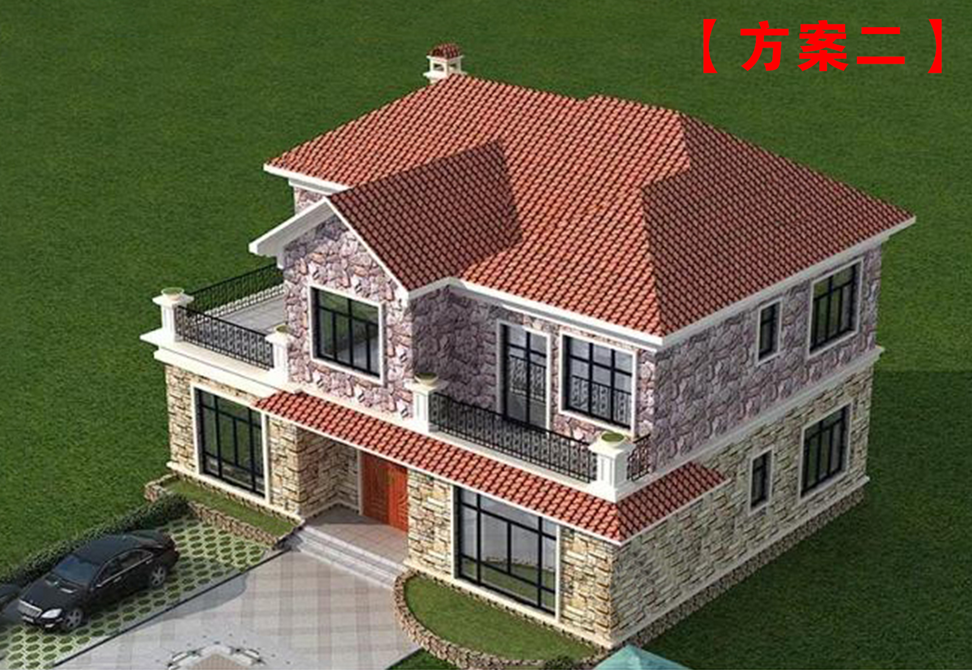 【二层欧式小别墅设计图纸】B543农村建房施工图，有两个户型方案，爆款推荐