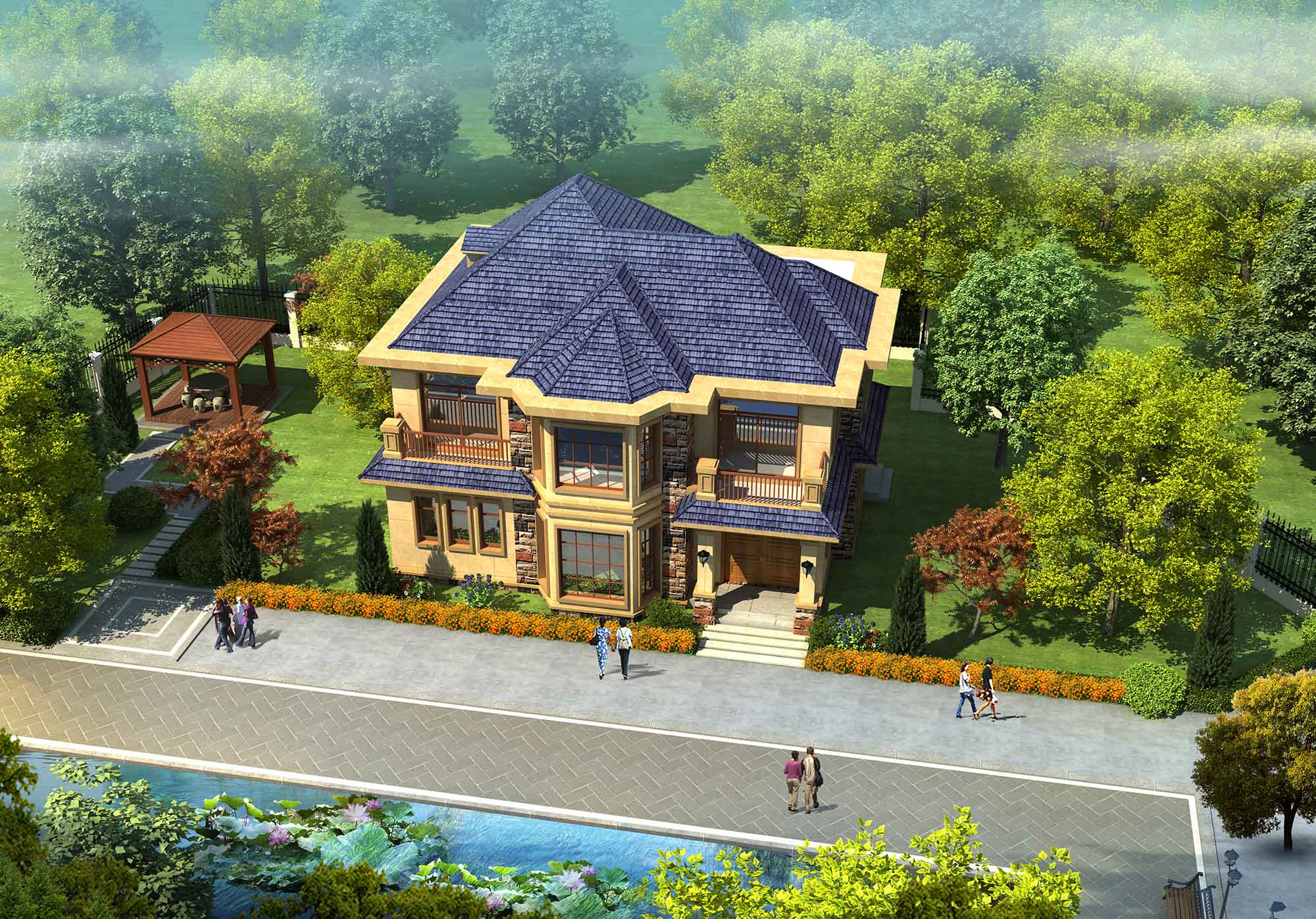 【农村小别墅设计图】B204乡村欧式二层房屋全套建筑设计图纸，有4个户型