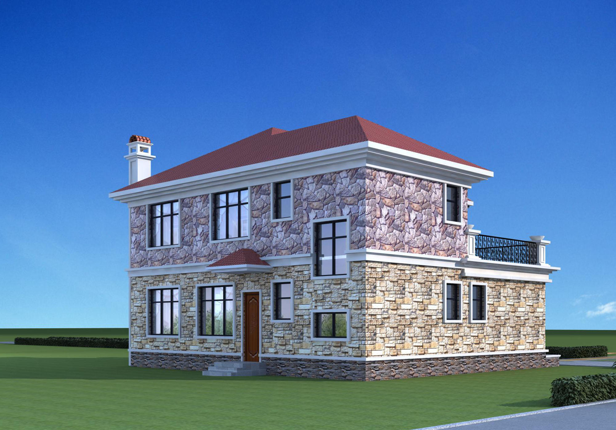 B208乡村别墅设计图纸二层欧式建筑施工图小洋楼经济型